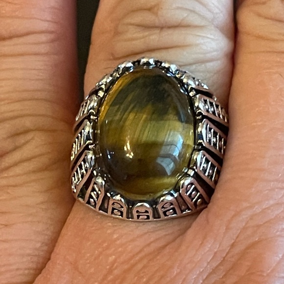 Tiger eye stone S925 silver ring size 9.5 - Picture 9 of 9